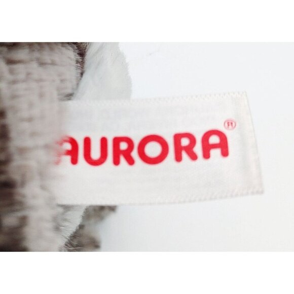 Aurora Striped Grey Plush Cat 6" Stuffed Animal Hearts Purrfect Beanbag Bottom - Picture 4 of 4